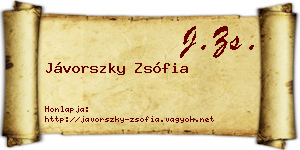 Jávorszky Zsófia névjegykártya
