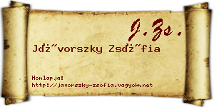 Jávorszky Zsófia névjegykártya